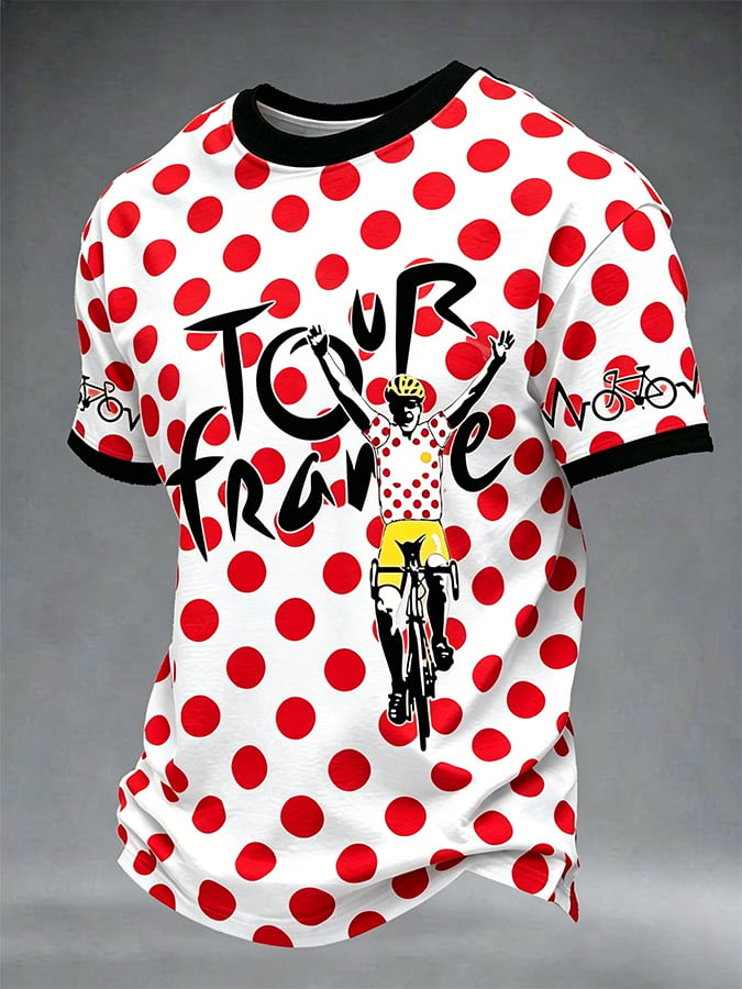 Men's Tour France Print Casual T-Shirt