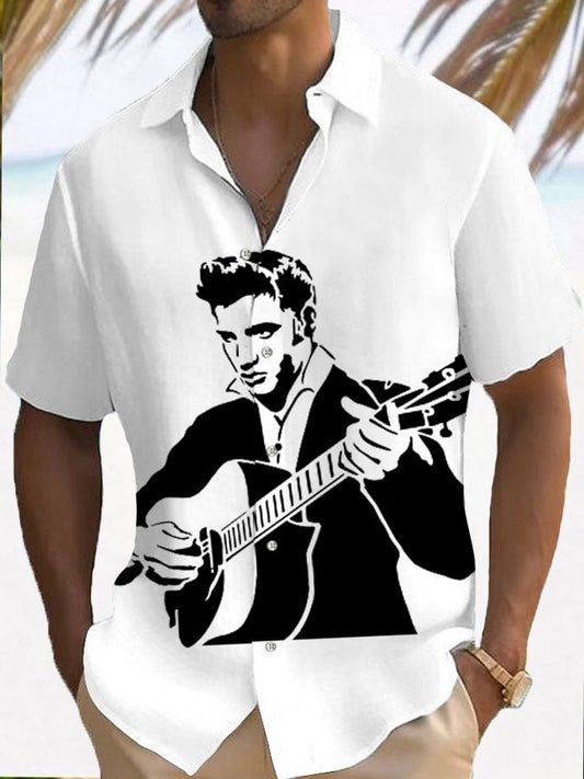 Men's Vintage Music Superstar Print Resort Shirt