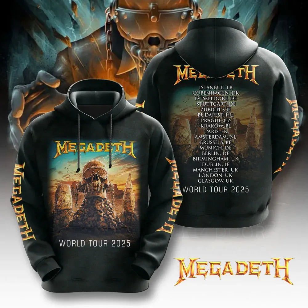 Men's American Thrash Metal Band Print Hoodie