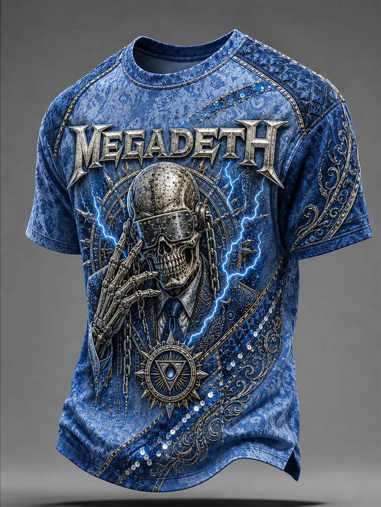 Men's Megadeth Gold Skull Luxury Band Tee