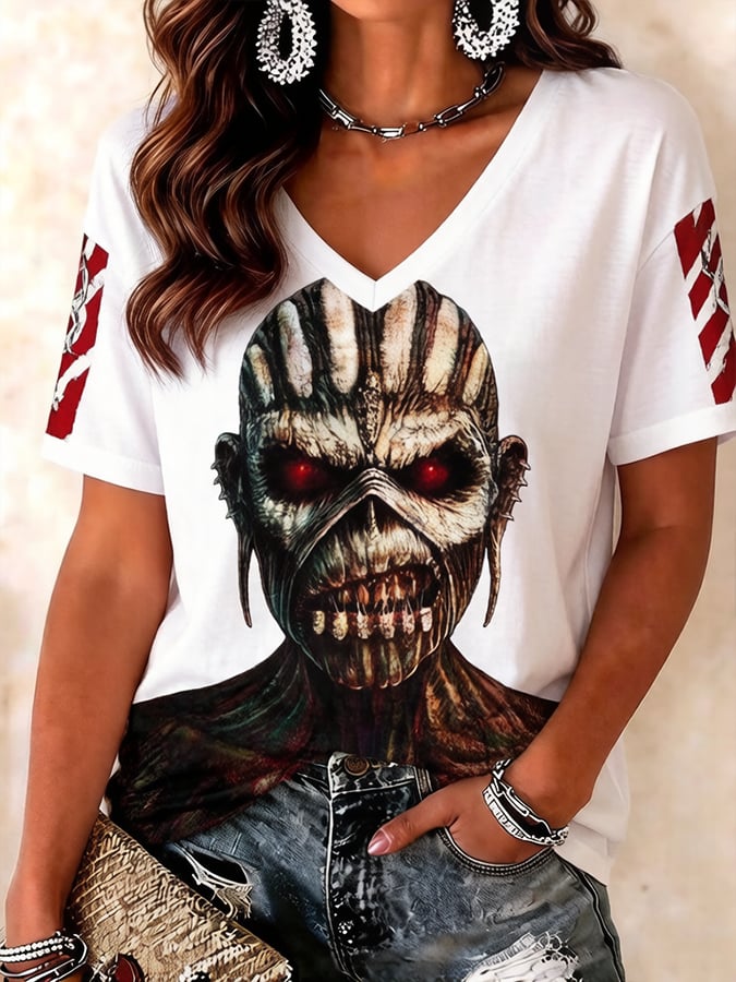 Women's England Heavy Metal Band Short-Sleeve Printed T-Shirt
