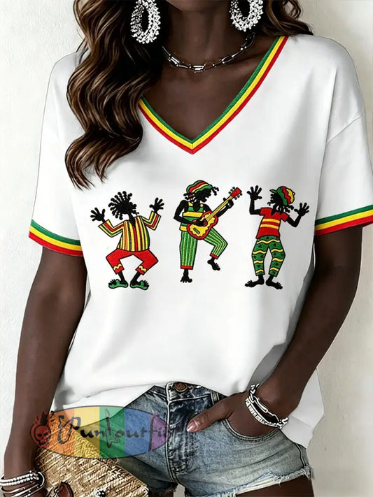 Women's Reggae V-Neck T-Shirt
