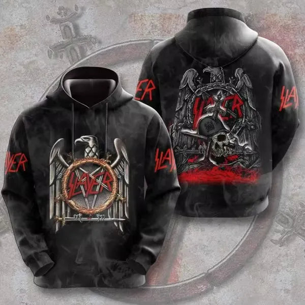 Men's American Thrash Metal Band Print Hoodie