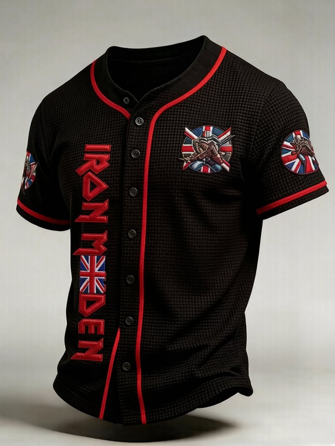 Men's England Heavy Metal Band Print Casual Top