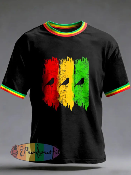Men's Reggae Printed Vintage Fashion Loose Short Sleeve T-Shirt