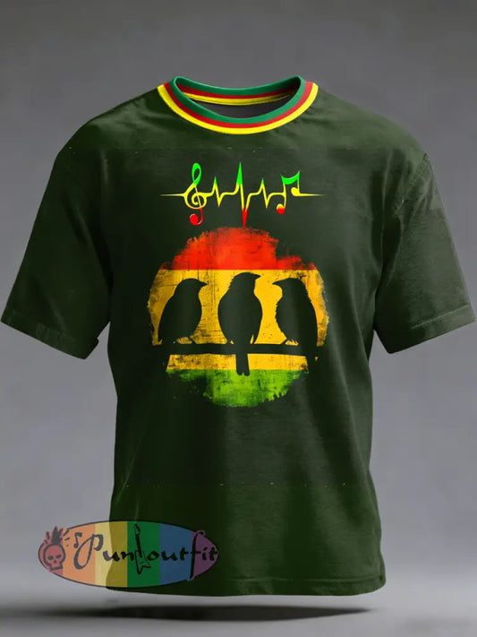 Men's Reggae Printed Vintage Fashion Loose Short Sleeve T-Shirt