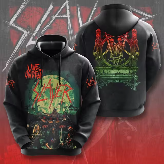 Men's American Thrash Metal Band Print Hoodie