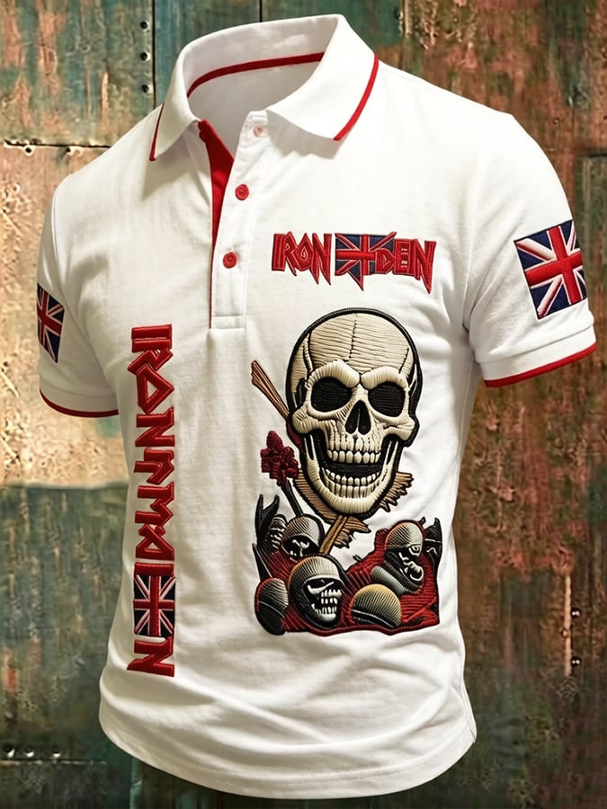 Men's England Heavy Metal Band Short-Sleeve Printed Polo Shirt
