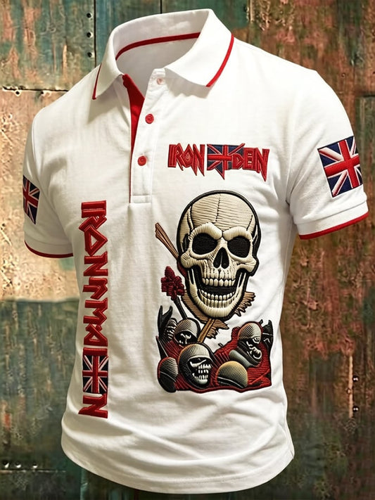 Men's England Heavy Metal Band Short-Sleeve Printed Polo Shirt