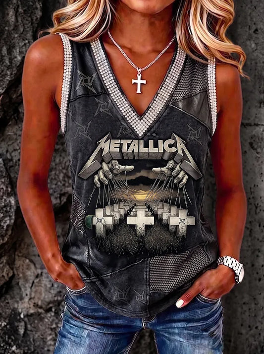 Women's Heavy Metal Band Print Tank Top