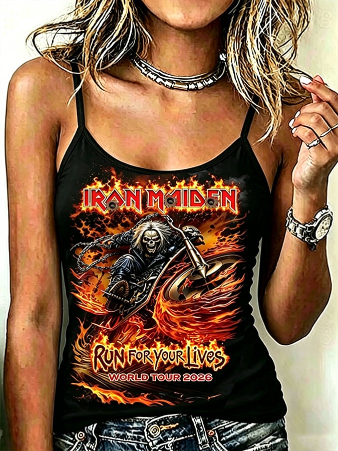Retro women's Strapless with heavy metal band theme