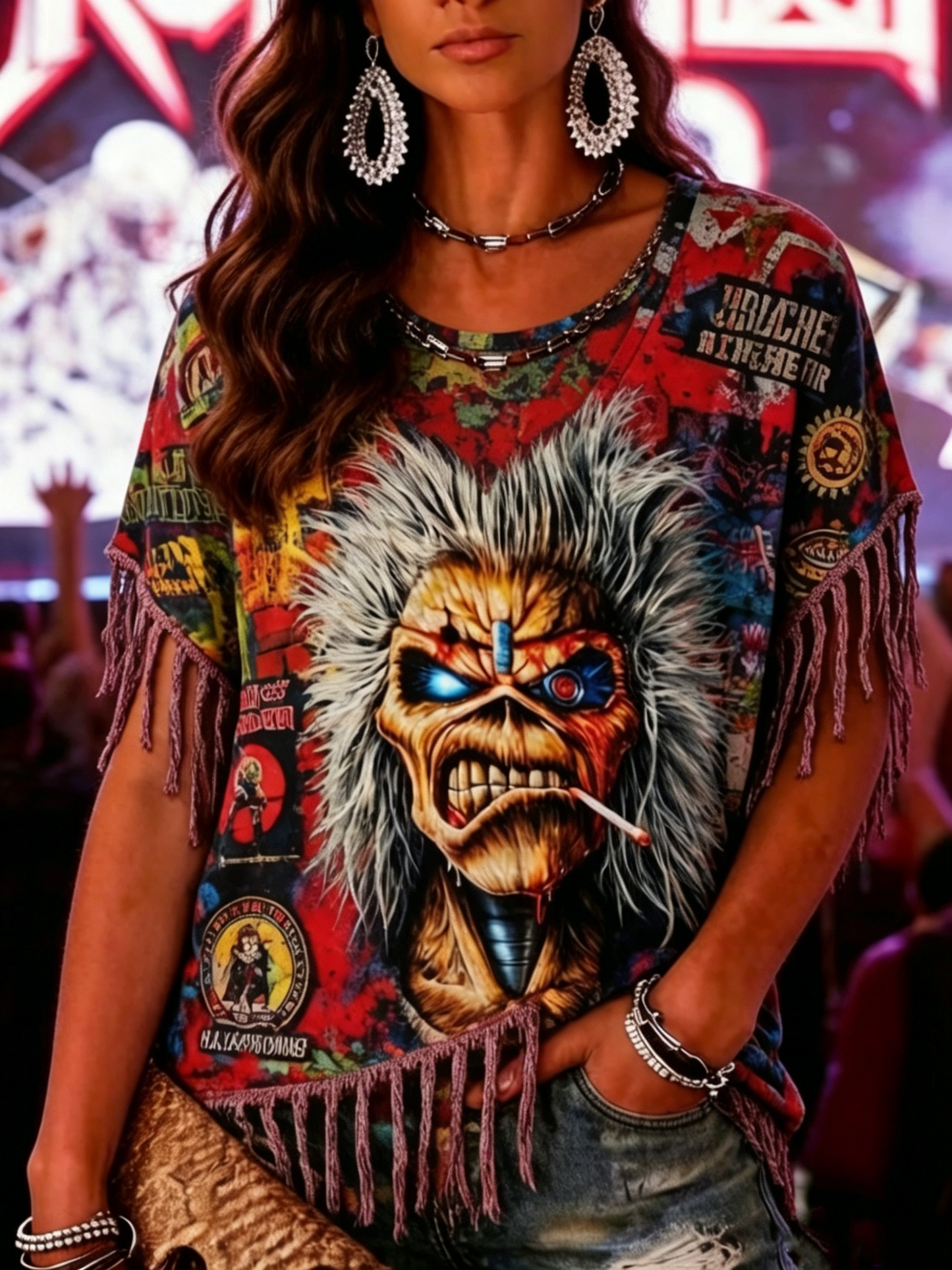 Women's Casual Iron Maiden 50th Anniversary Tour Print T-Shirt