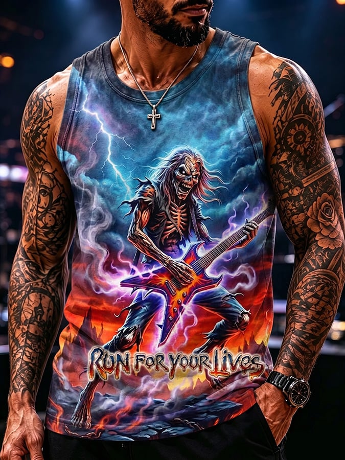 Men's Casual Band-Print Tank Top