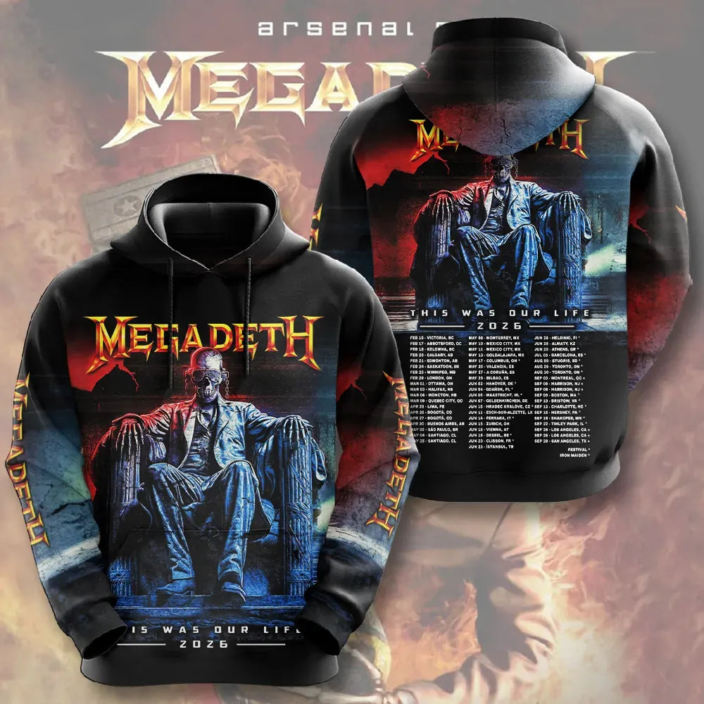 Men's American Thrash Metal Band Print Hoodie