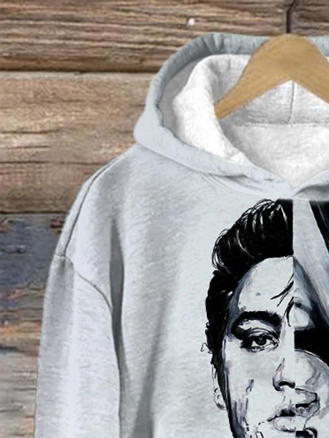 Retro King Of Rock Roll Print Hoodie