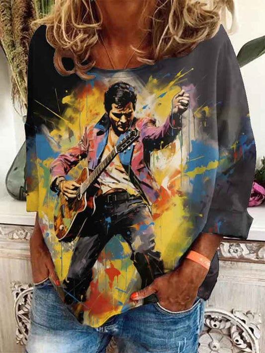 Women's Vintage Art Print Round Neck Sweatshirt