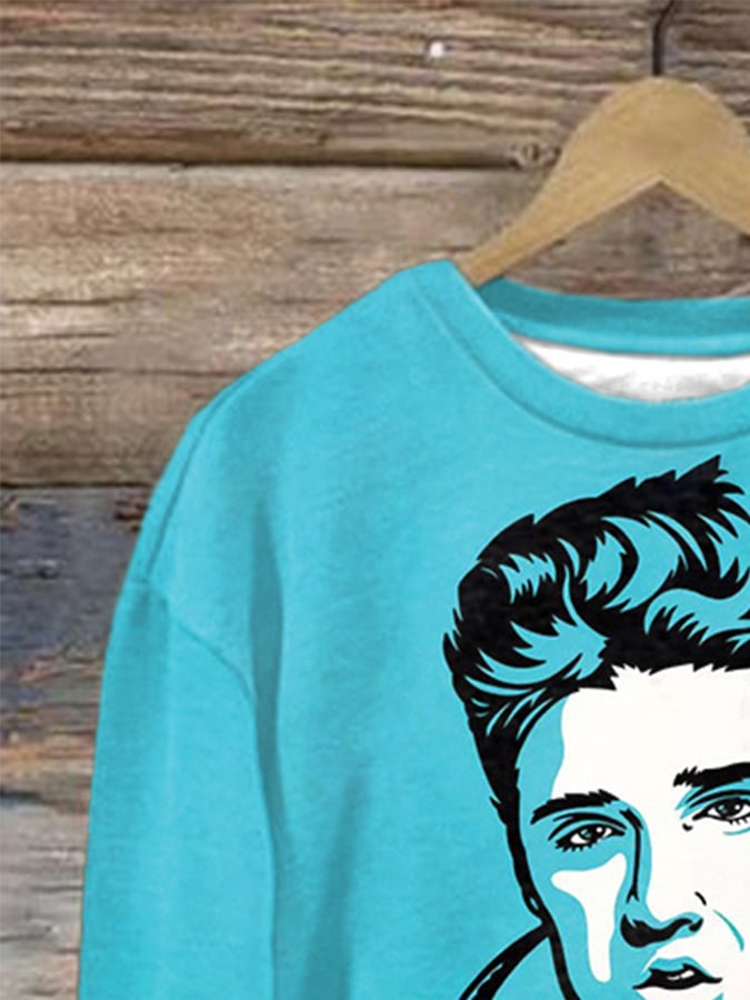 Retro King Of Rock Roll Painting Print Sweatshirt