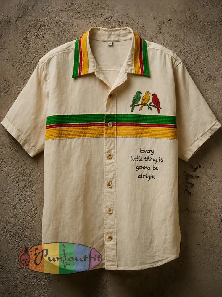 Men's Reggae Music Linen Blend Shirt