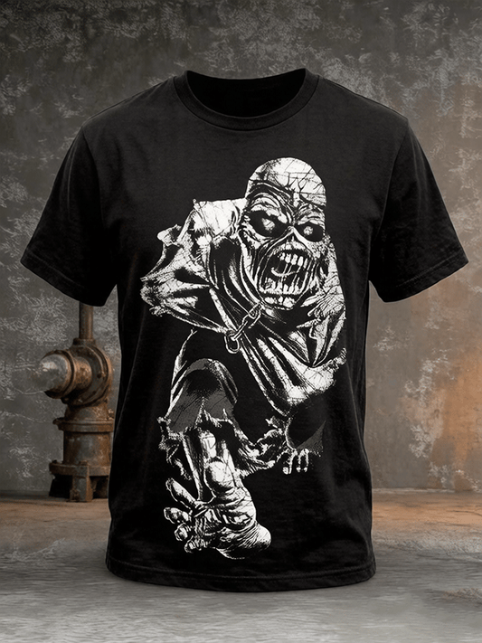 Men's England Heavy Metal Band Short-Sleeve Crew Neck Printed T-Shirt