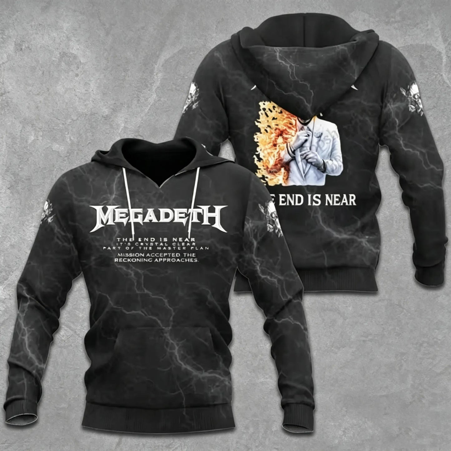 Men's American Thrash Metal Band Print Hoodie