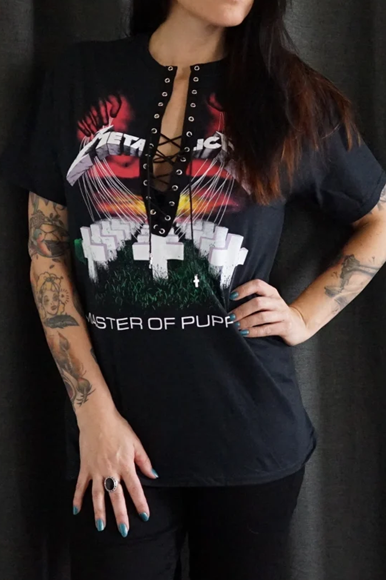 Women's Casual Heavy Metal Band Print T-Shirt