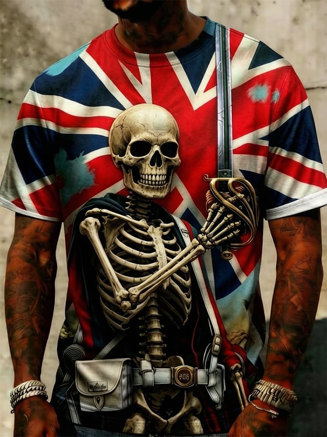Men's England Heavy Metal Band Tour Crew Neck Short-Sleeve Printed T-Shirt