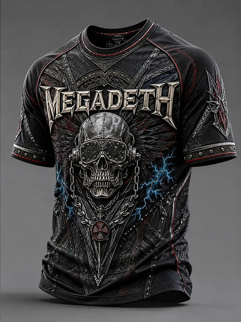 Men's Megadeth Gold Skull Luxury Band Tee