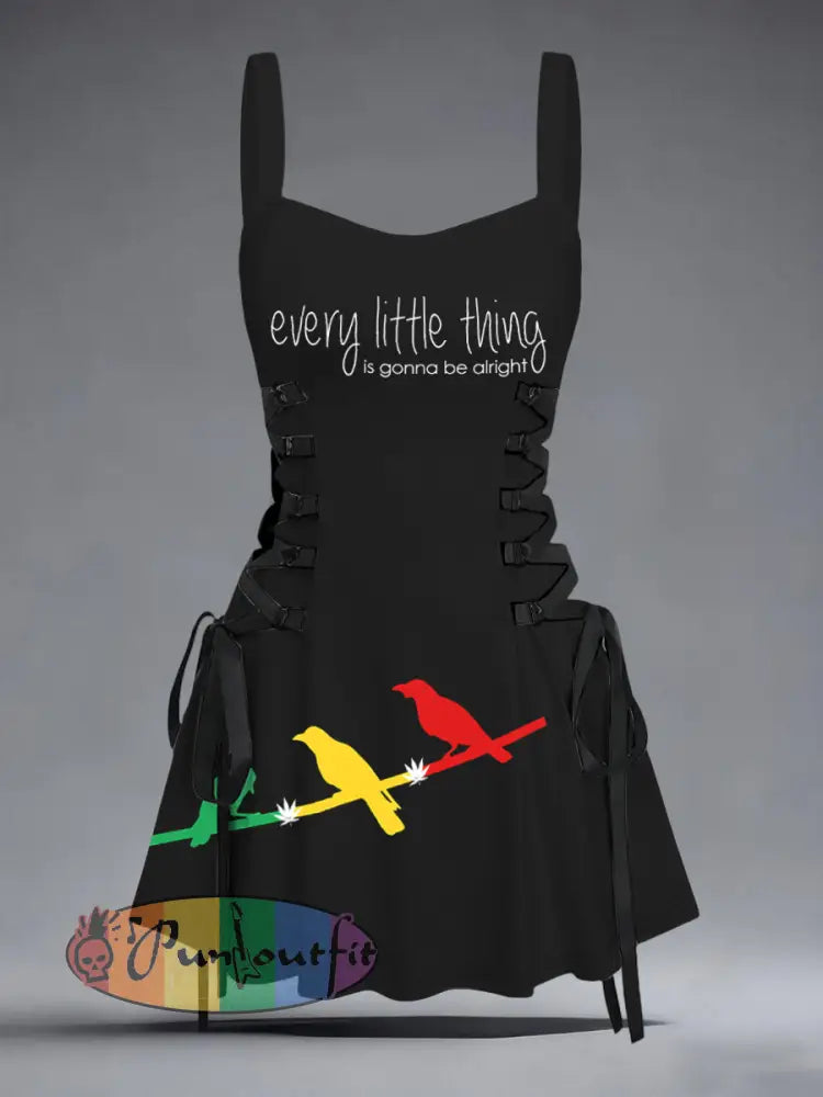 Women's Every Little Thing Is Gonna Be All Right Print Slip Dress