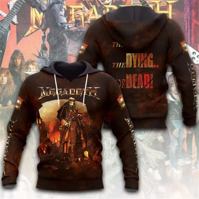 Men's American Thrash Metal Band Print Hoodie