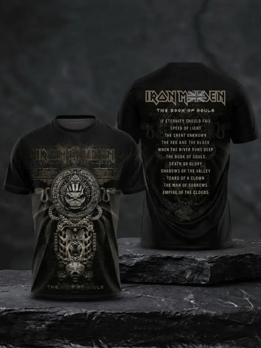 Men's England Heavy Metal Band Short-Sleeve Crew Neck Printed T-Shirt