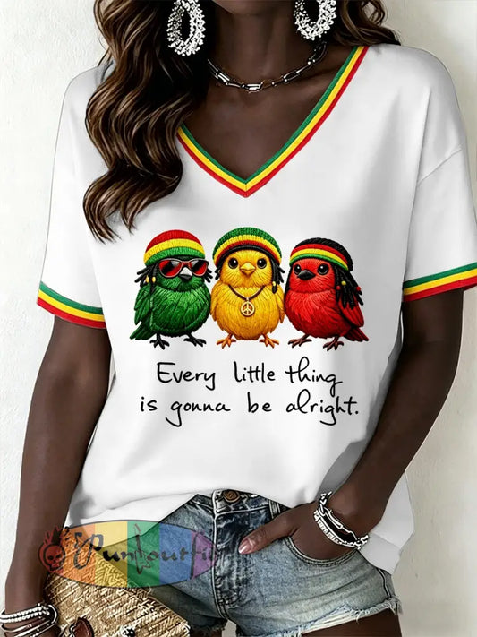 Women's Reggae Music V-Neck T-Shirt