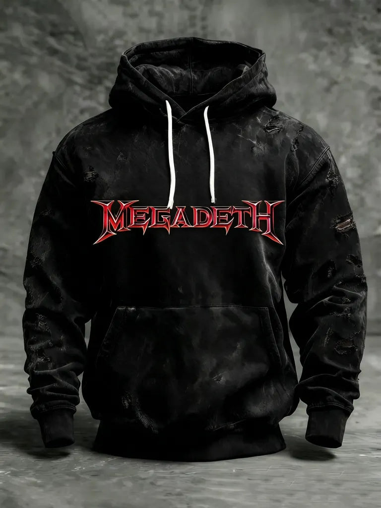 Men's American Thrash Metal Band Print Hoodie