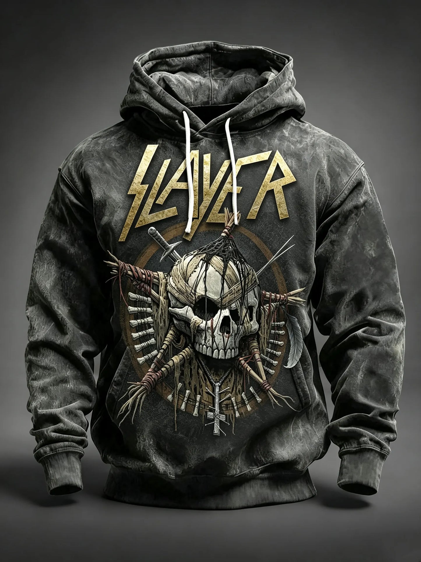 Men's American Thrash Metal Band Print Hoodie