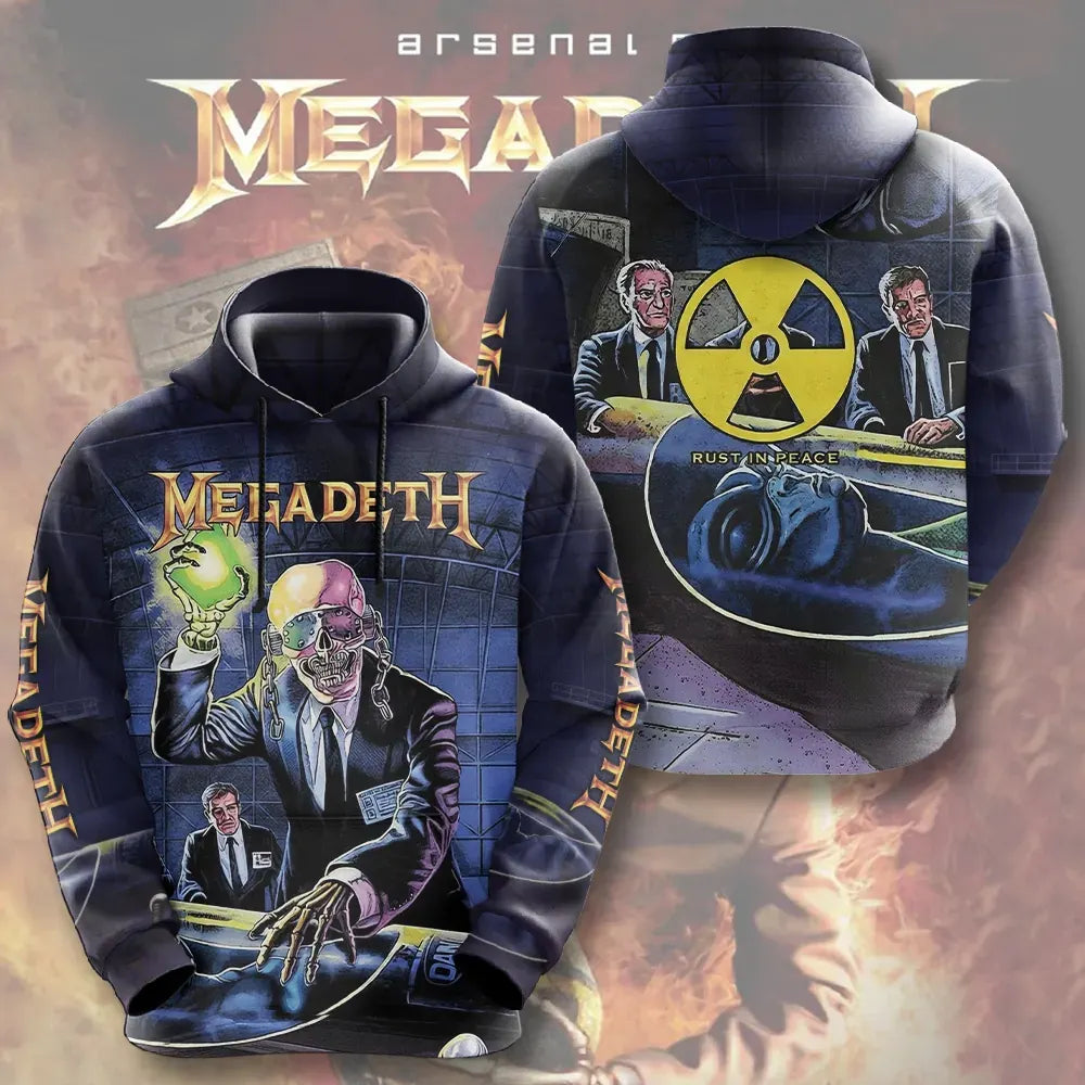 Men's American Thrash Metal Band Print Hoodie