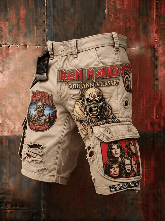 Men's Cargo Pants with England Heavy Metal Band Print