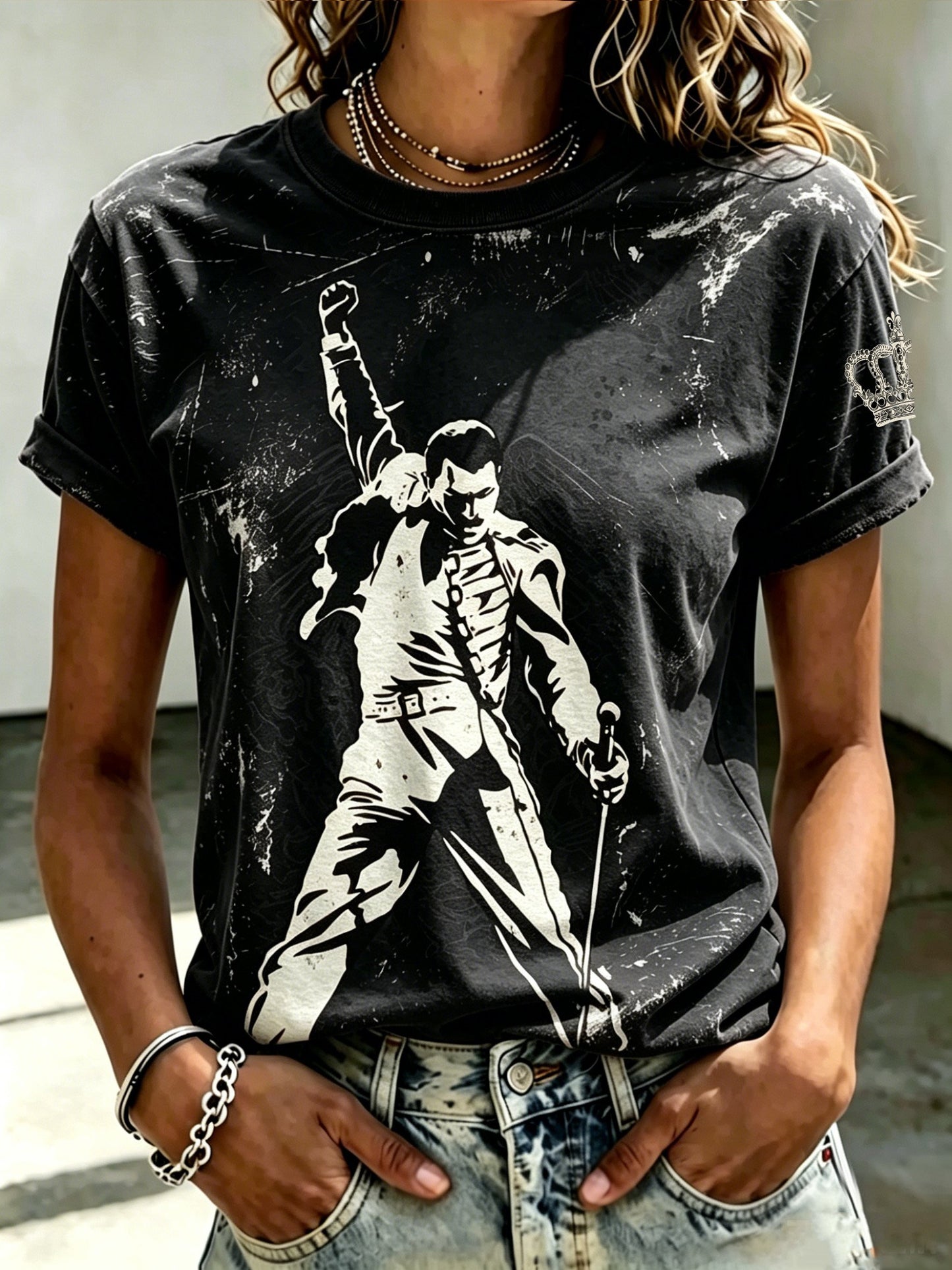 Women's Music-Print Casual Top