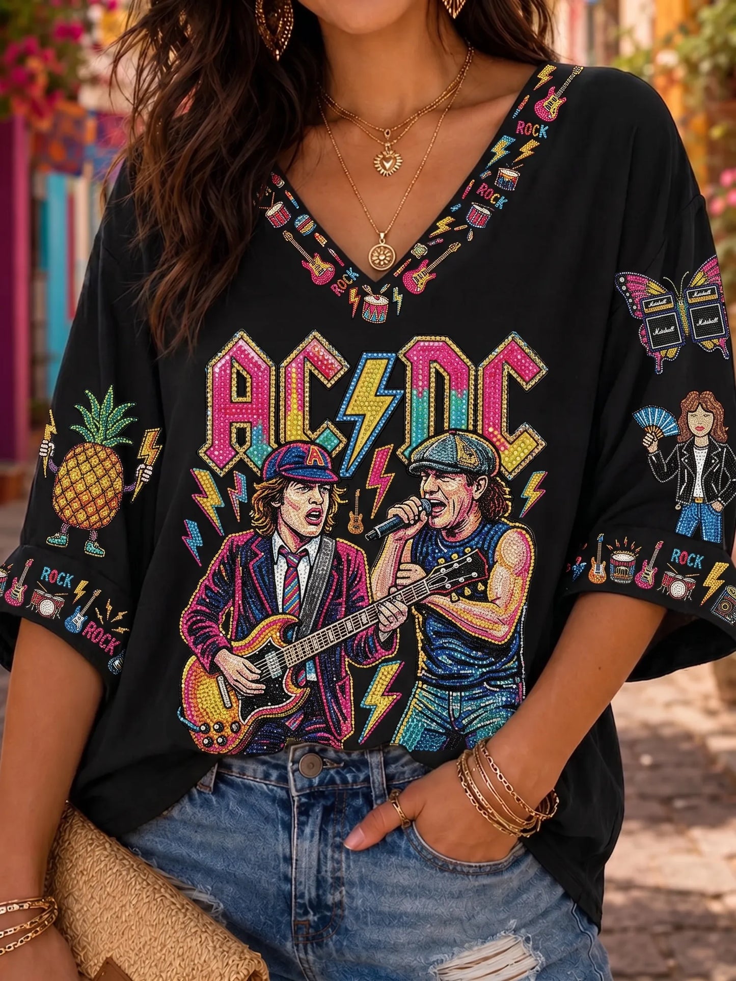 Women's Vintage AC/DC Fan Top