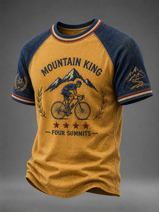 T-shirt décontracté pour homme à manches courtes et col rond, avec motif Tour de France