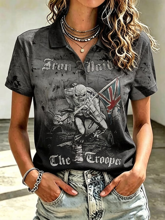 Women's England Heavy Metal Band Tour Print Casual T-Shirt