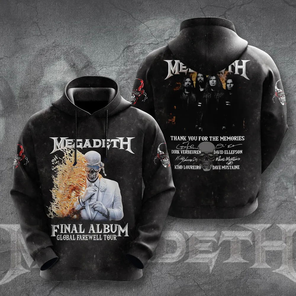 Men's American Thrash Metal Band Print Hoodie
