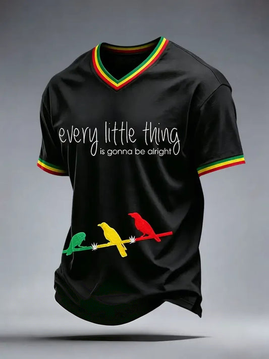 Men's Reggae Music Art Print V-Neck T-Shirt
