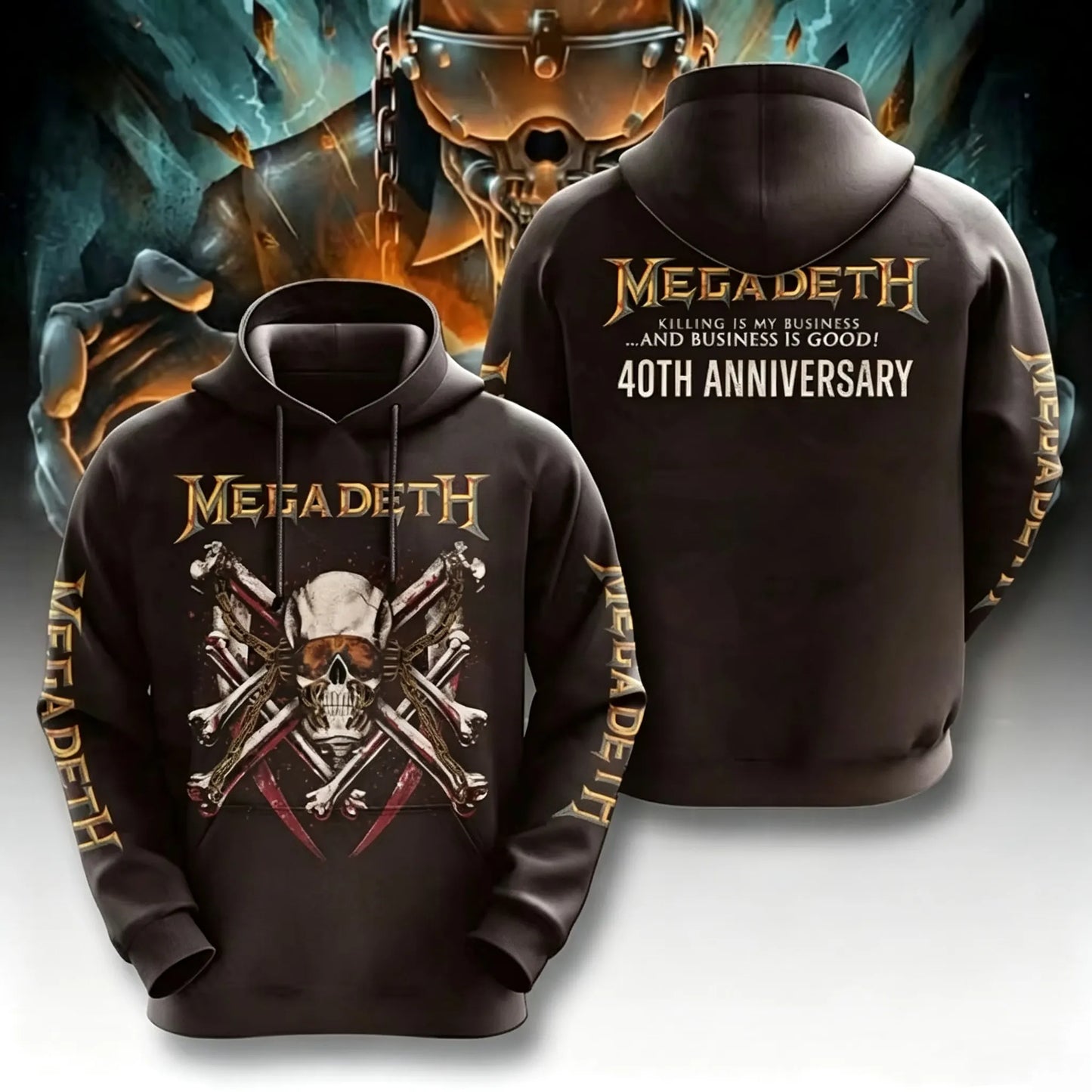 Men's American Thrash Metal Band Print Hoodie