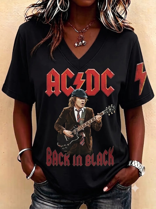 Women's Retro AC/DC Band Rock Fan Short-Sleeve T-Shirt
