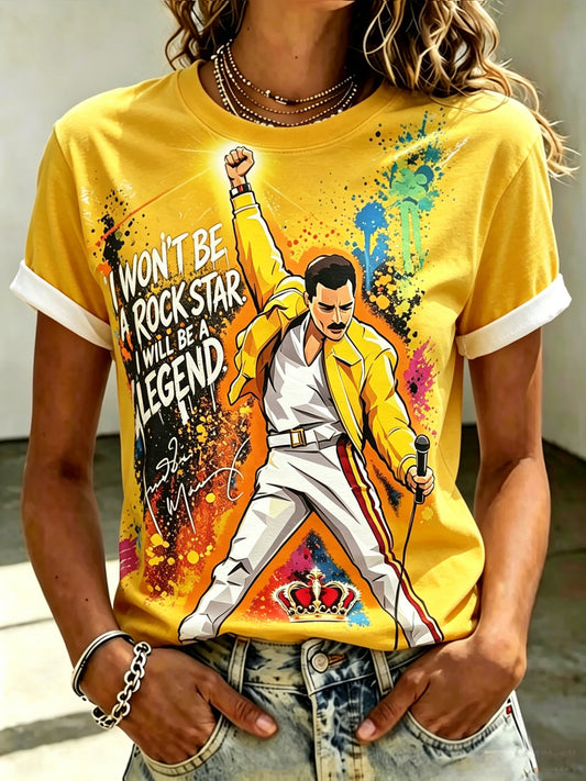 Women's Music-Print Casual Top