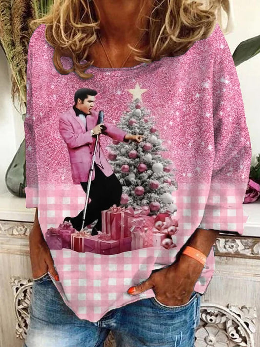 Women's Casual Print Round Neck Sweatshirt