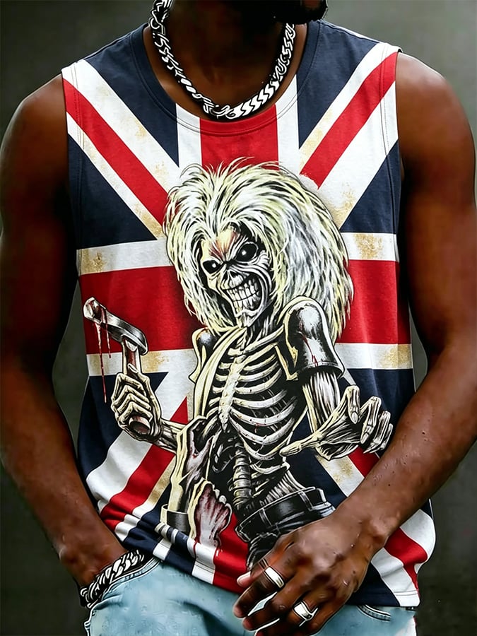 Men's England Heavy Metal Band Crewneck Printed Tank Top