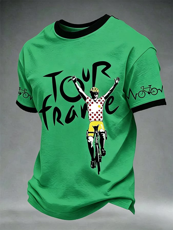 Men's Tour France Print Casual T-Shirt