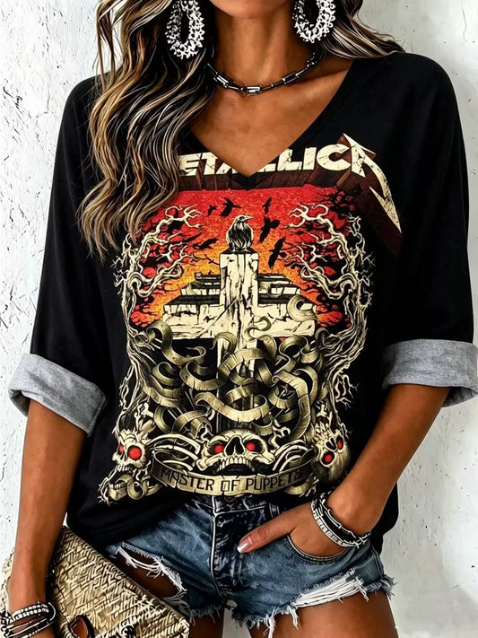Women's Casual Metallica Fans Print T-Shirt