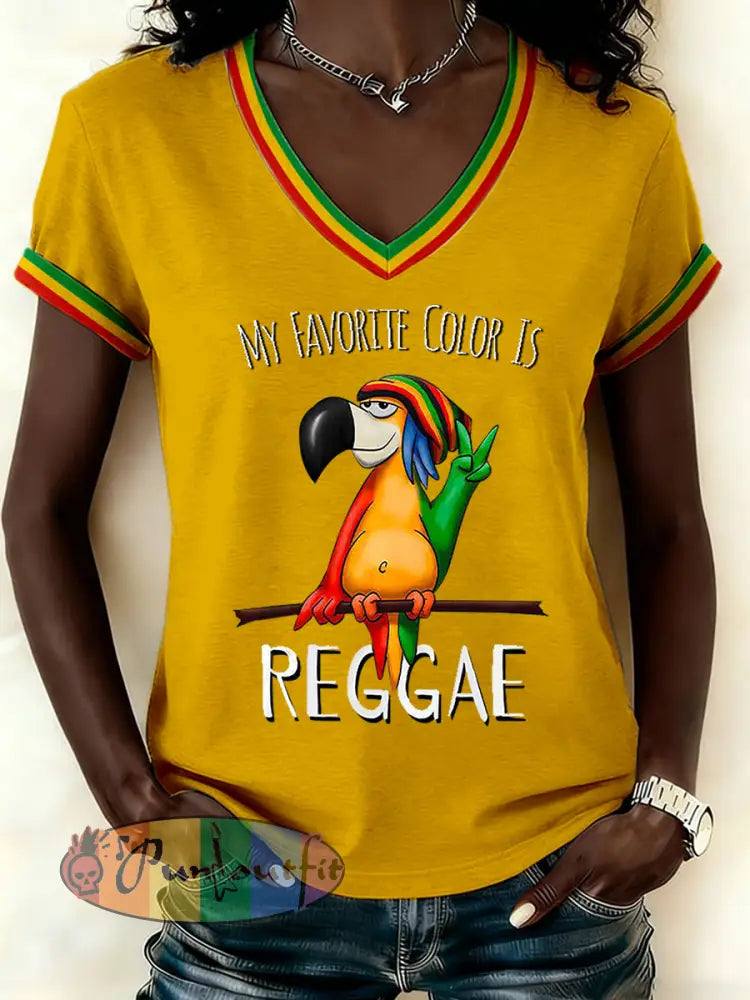 Women's Reggae Print Casual T-shirt