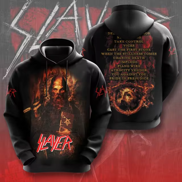 Men's American Thrash Metal Band Print Hoodie